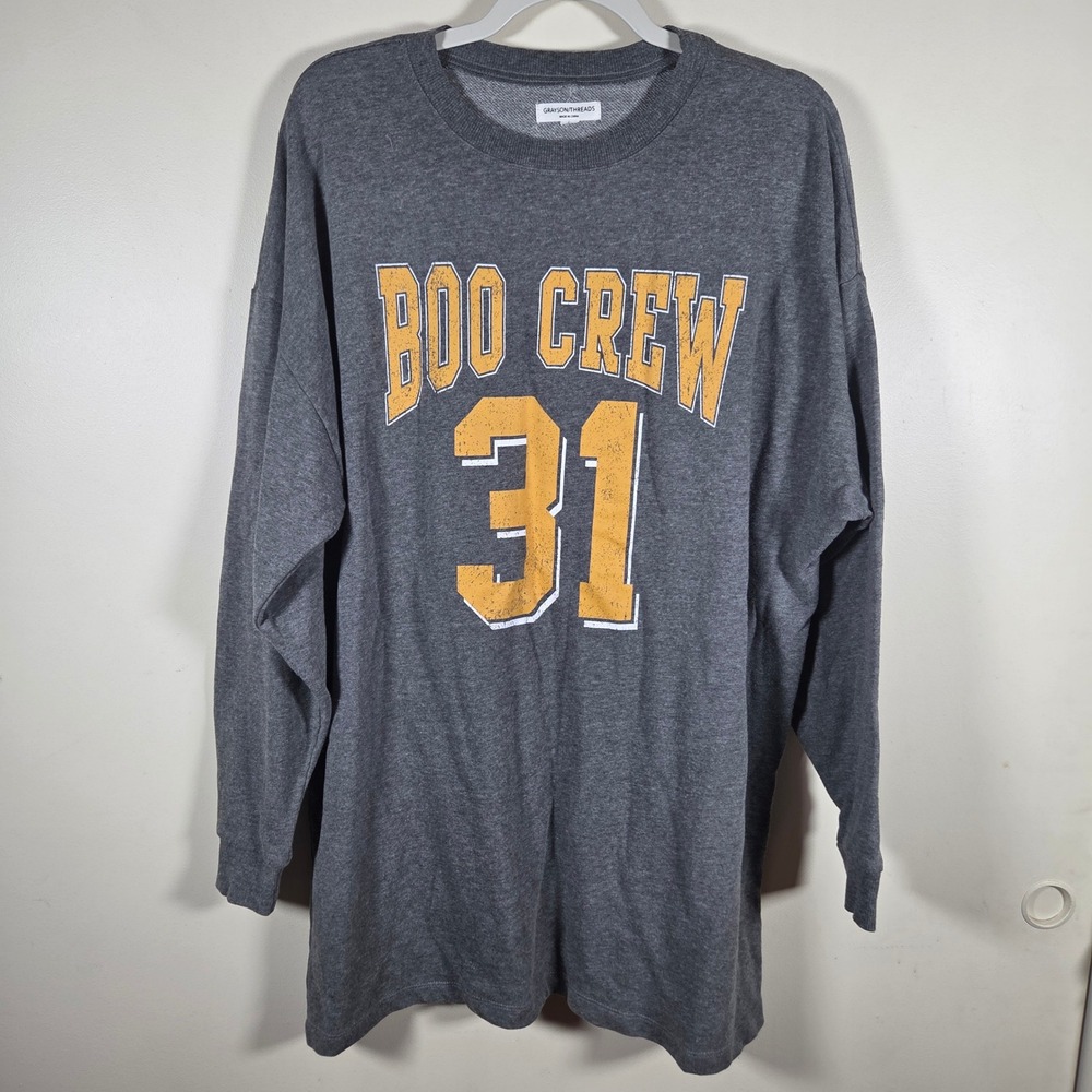 Grayson Threads Boo Crew 31 Sweatshirt Womens Large Gray Halloween Graphic Goth - Picture 1 of 9